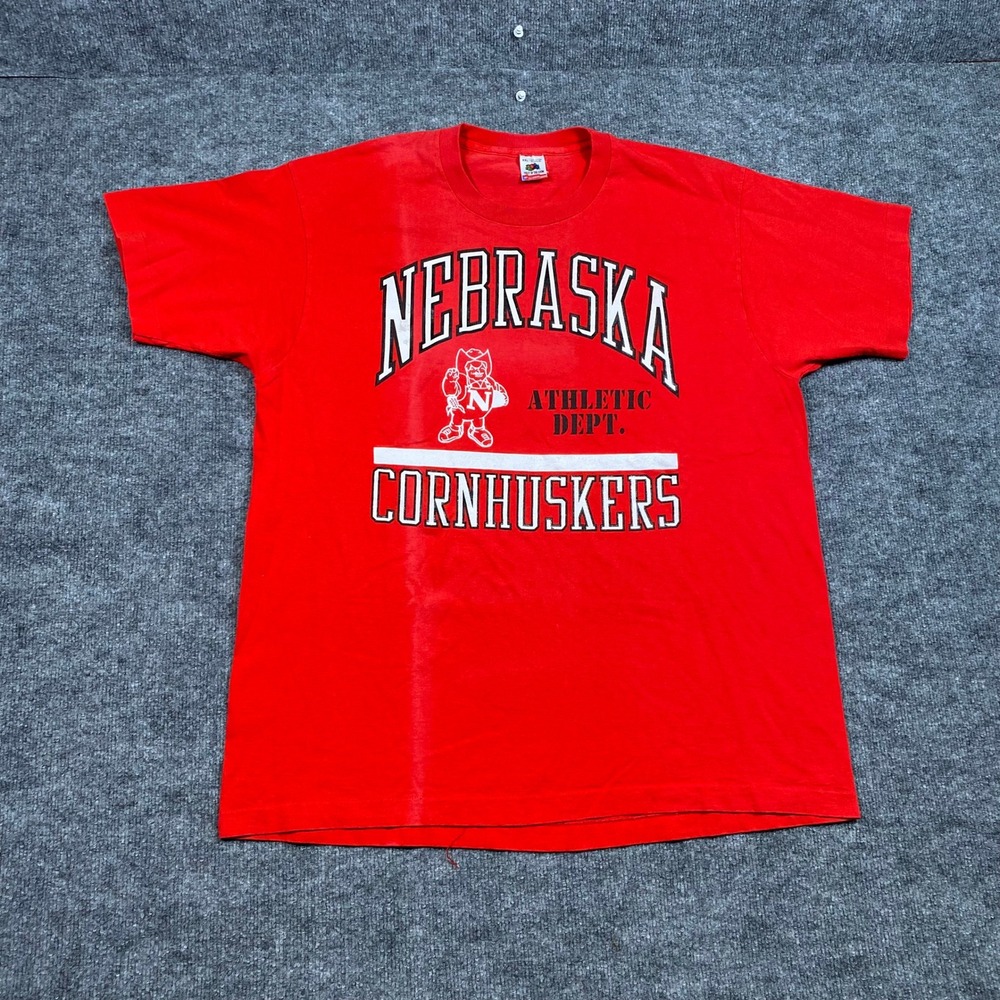 Vintage Nebraska Cornhuskers T Shirt XXL Red Fruit of the Loom 90s Made in USA